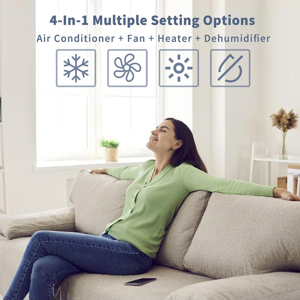 Shinco 10,000 BTU Portable Air Conditioner with Heater up to 400 Sq. Ft, Ac Heater Combo Window Unit, Portable AC Unit with Dehumidifier & Fan, Cools & Heats,Remote Control and Window Kit