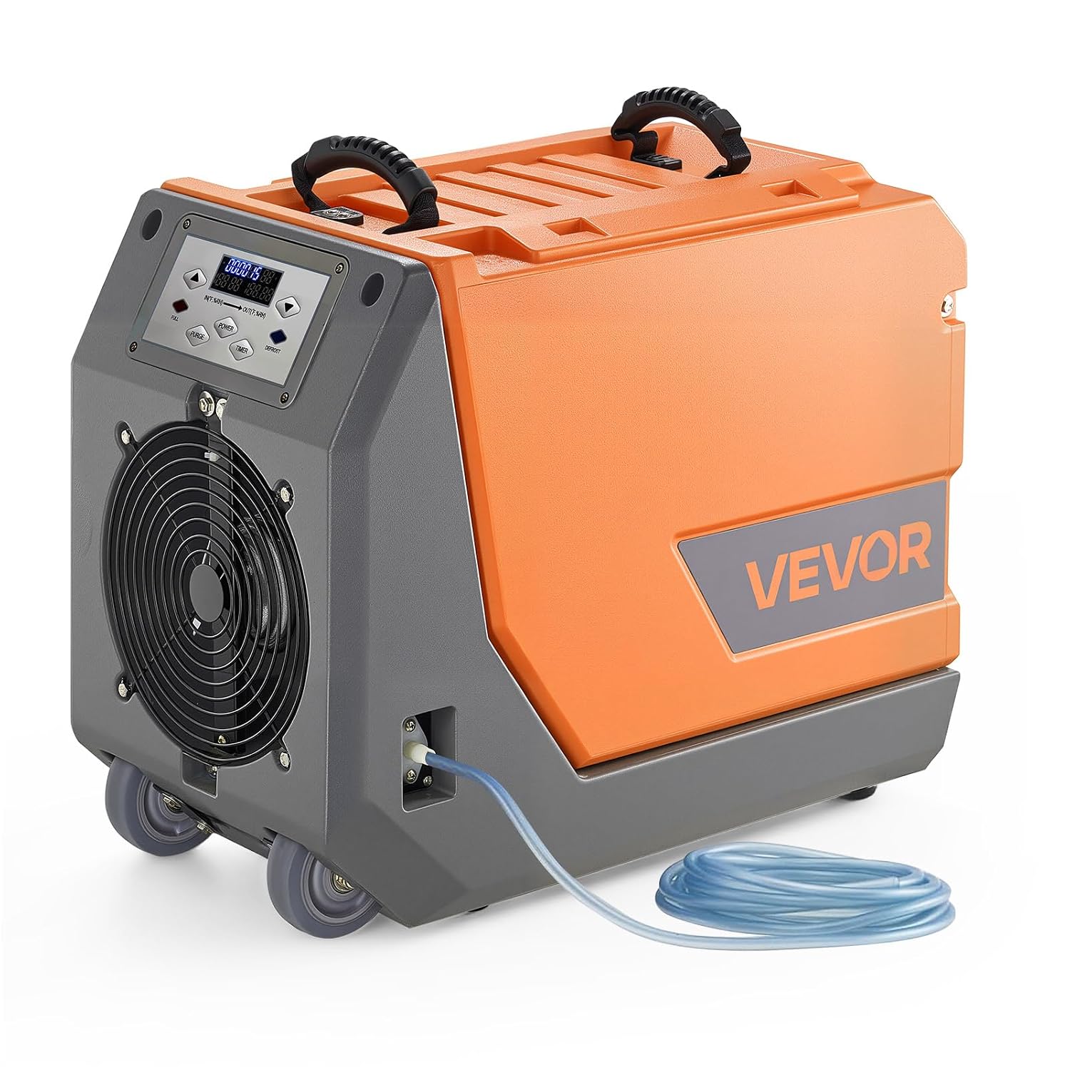 VEVOR 180 Pints Commercial Dehumidifier with Pump/Drain Hoses, Portable Crawl Space Dehumidifiers for Basement Storage Room Industrial Grade, Auto Defrost, Heavy-duty LLDPE,Foldable Handle