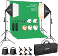 EMART Photography Lighting Kit, 7 x 10 FT Backdrop Stand with 6 x 9 FT Backdrop, Softbox Lighting Kit with 85W 3000K-6000K LED Bulbs, Professional Studio Lights for Portrait Shooting, Video Recording