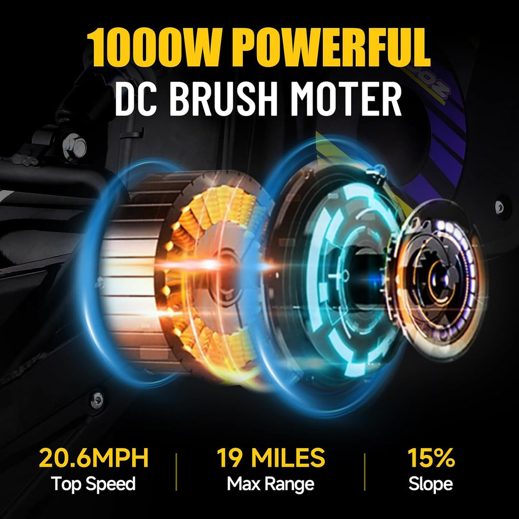 KOOZ HP112E PRO 36V 1000W Electric Dirt Bike for Kids, 3 Speed Modes Teen Electric Motorcycle Up to 20.6 MPH& 19 Miles Long-Range, Dual Suspension & Disc Brake, 16' Sturdy Tire