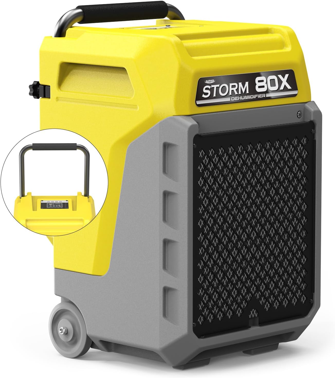 ALORAIR 170 PPD Commercial Dehumidifier with Pump & Drain Hose, LGR Industrial Use, Portable Dehumidifier with Wheels for Water Damage Restore, Carpet Drying, Storm 80X (Yellow)