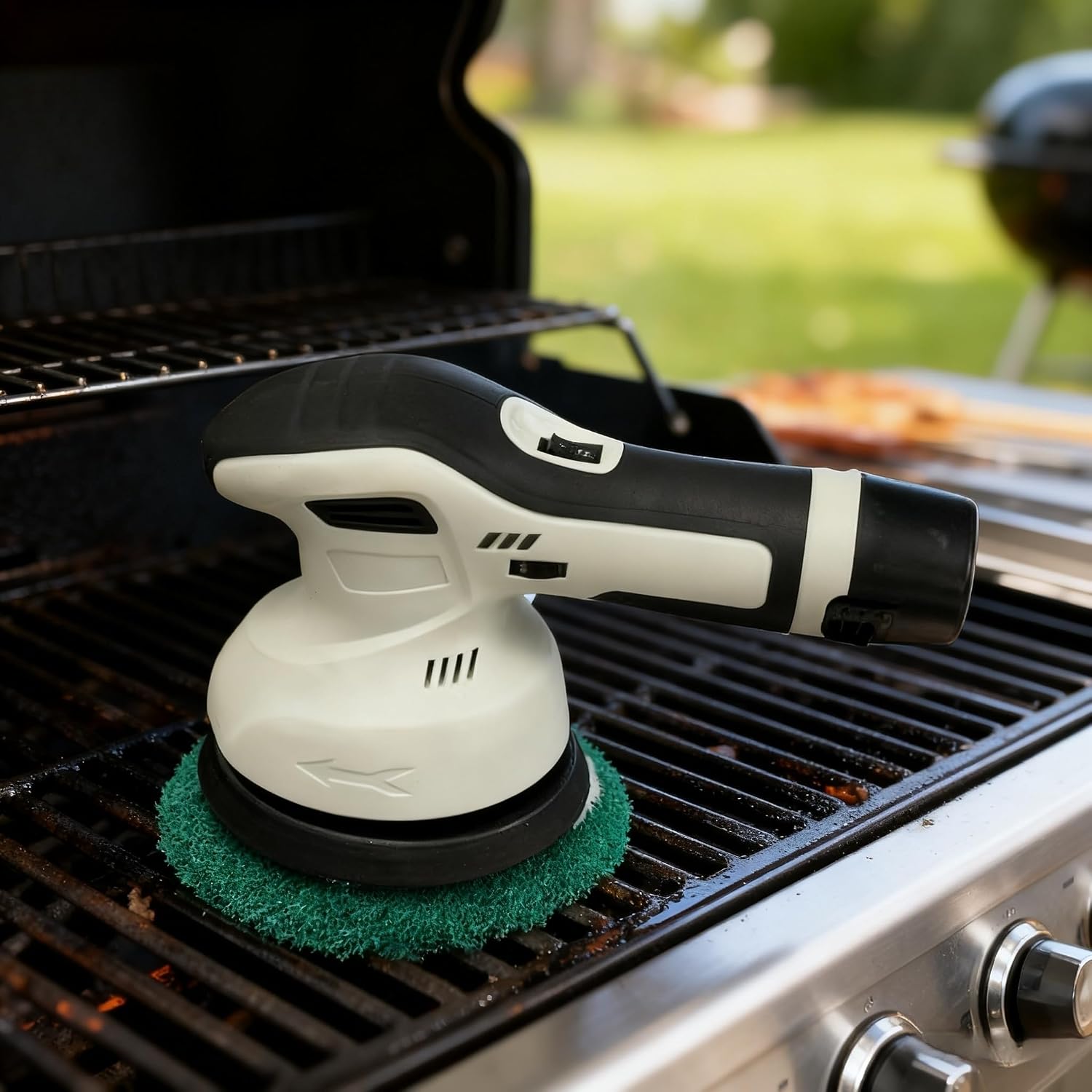 Electric Grill Brush BBQ Bristle-Free Electric Grill Cleaner Barbecue Cleaner Brushes with Replaceable Heads Grill Scrubber for Outdoor Grill - Suitable for All Kinds of Grill