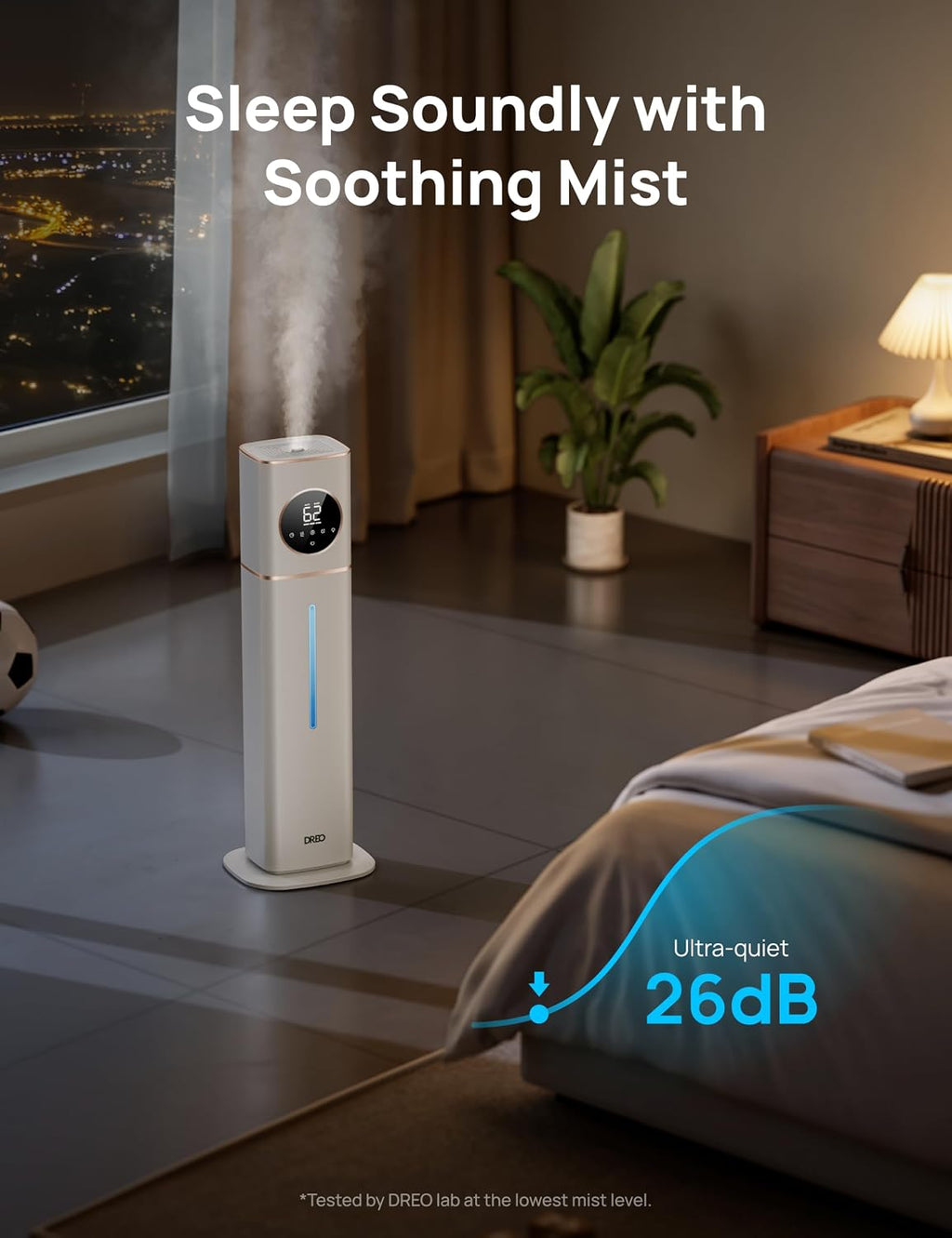 DREO HM735S 11L Smart Humidifier Large Room 700 ft², 100H Cool Mist Air Humidifiers for Bedroom, Top-Fill, Clean Tank Technology, 26dB, Auto Mode, Aroma Box, RGB, Remote & APP Control, Baby, White