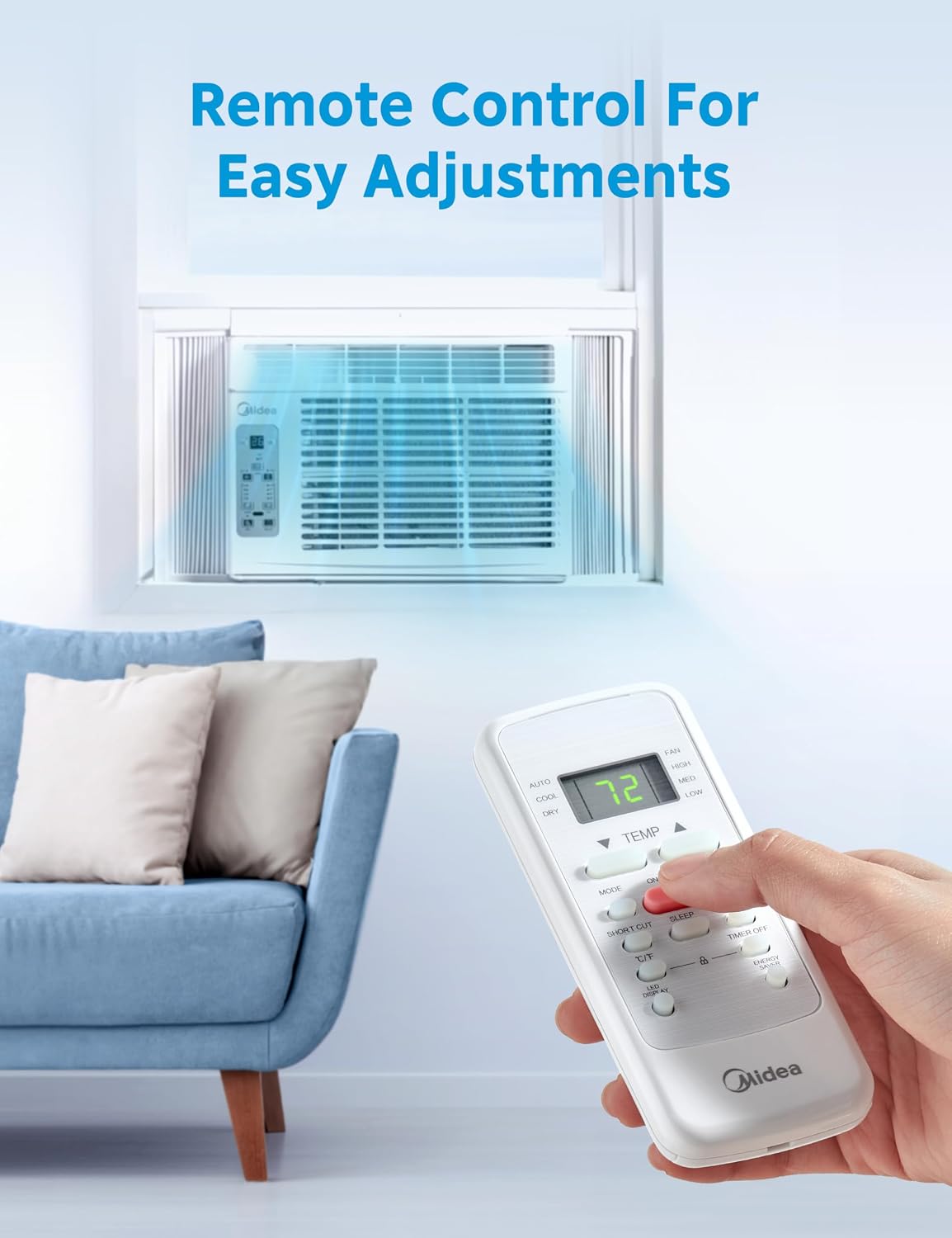 Midea 6,000 BTU Window Air Conditioner, 3-in-1 Cool/Fan/Dehumidifier Window AC Unit, Easycool Air Conditioner with Remote Control, Cools up to 250 Sq. Ft., Fits bedroom, study, office