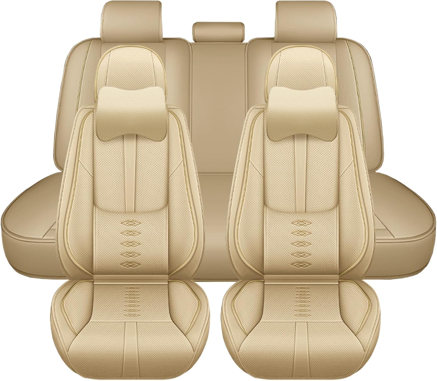 Leather Seat Covers for Toyota Land Cruiser 2000-2024,Car Seat Covers Full Set,Waterproof Car Seat Protectors with Airbag,Comfort Interior Cover Seats for Cars(Beige,Pillows)