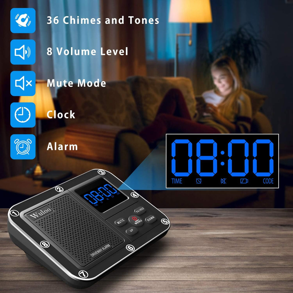1800 Ft Wireless Outside Driveway Alarm Outdoor Motion Sensor & Detector Driveway Alert System, Rechargeable Battery/Weatherproof/Mute Mode/Clock and Alarm Functional (1&4-Camouflage)