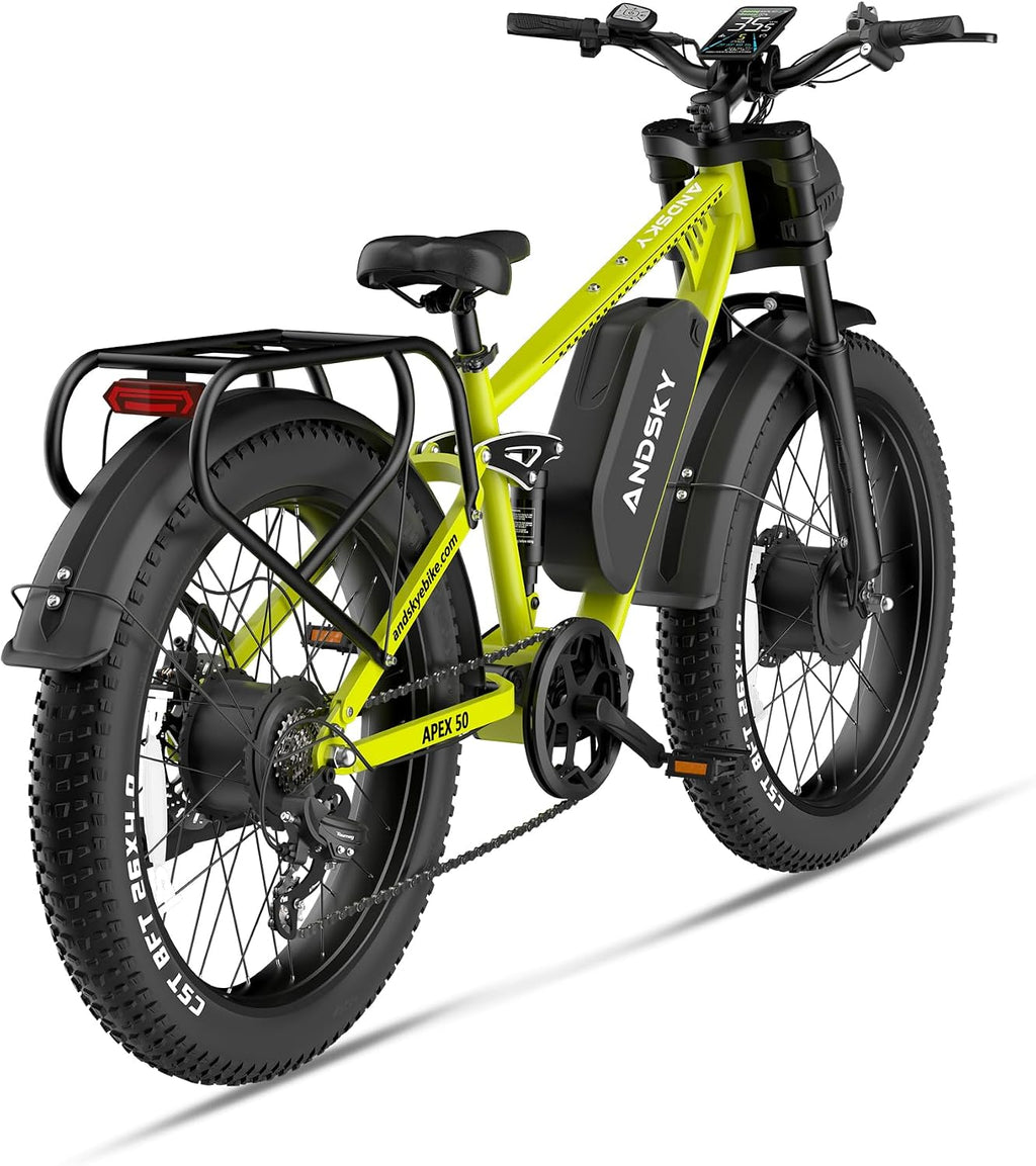 9000W Peak Dual Motor Electric Bike for Adults, 52V/48V 26' Fat Tire Full Suspension, 40-47MPH & 110 Miles, Hydraulic Brakes, UL2849