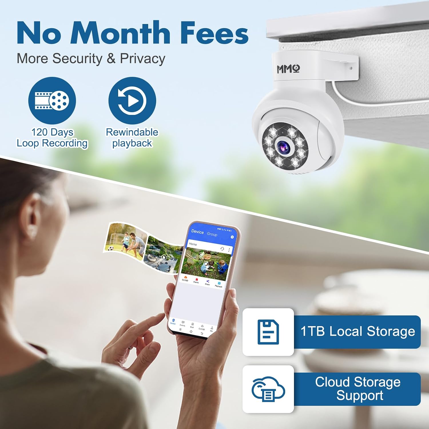 【Wireless Pro, 3K &10CH】5MP Security Cameras Wireless Outdoor with 10.1' LCD Monitor, 4PCS WiFi PTZ Security Cameras with 4K NVR for Home Surveillance,1TB HDD, Auto Track, 2-Way Audio,Motion Alert,5G