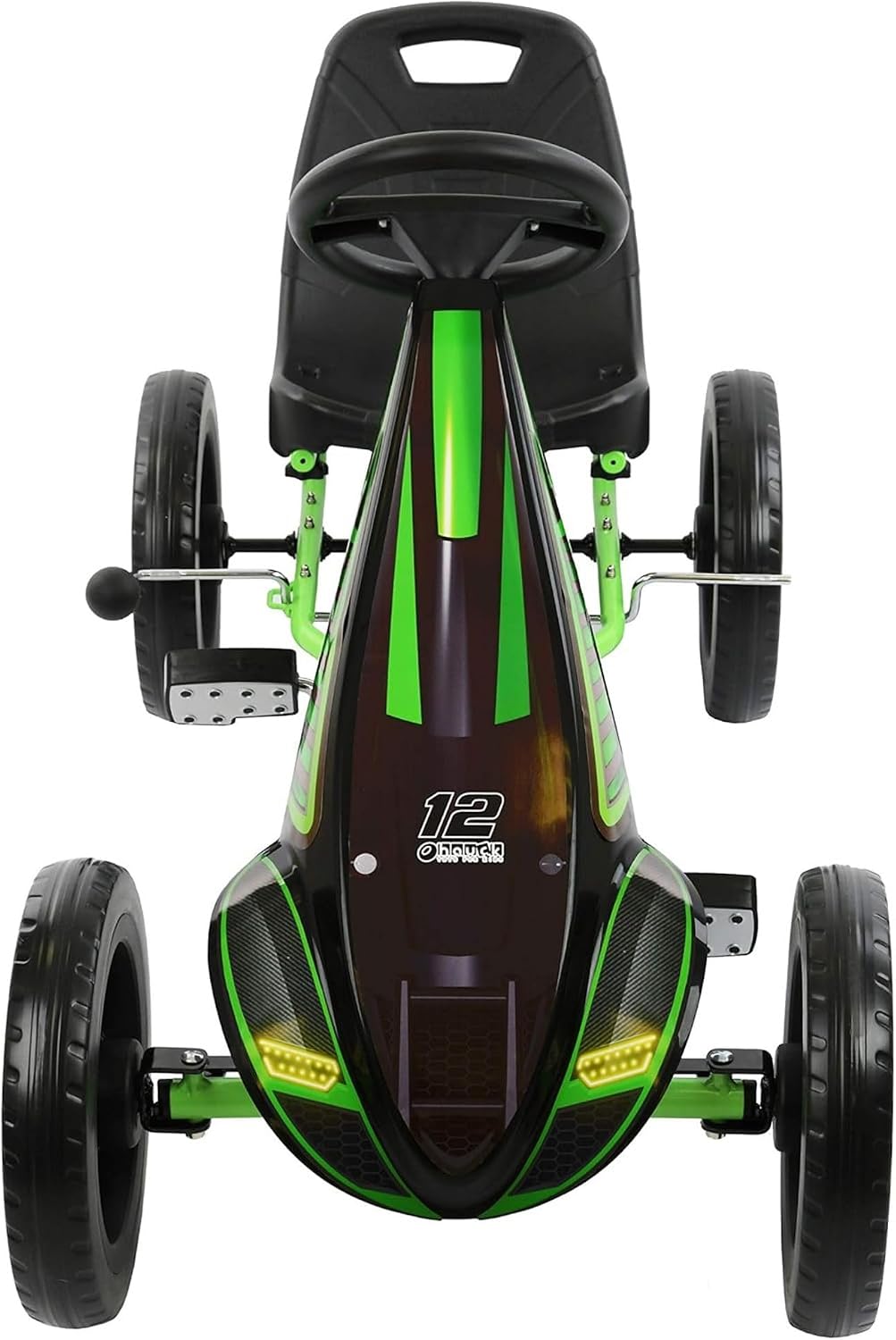 hauck Cyclone Junior Racing Go Kart with 12 Inch Rims, Race Style Pedals, and 8 Ball Brake, Lime Green - Ride On Toy for Kids Ages 4 to 8 Years