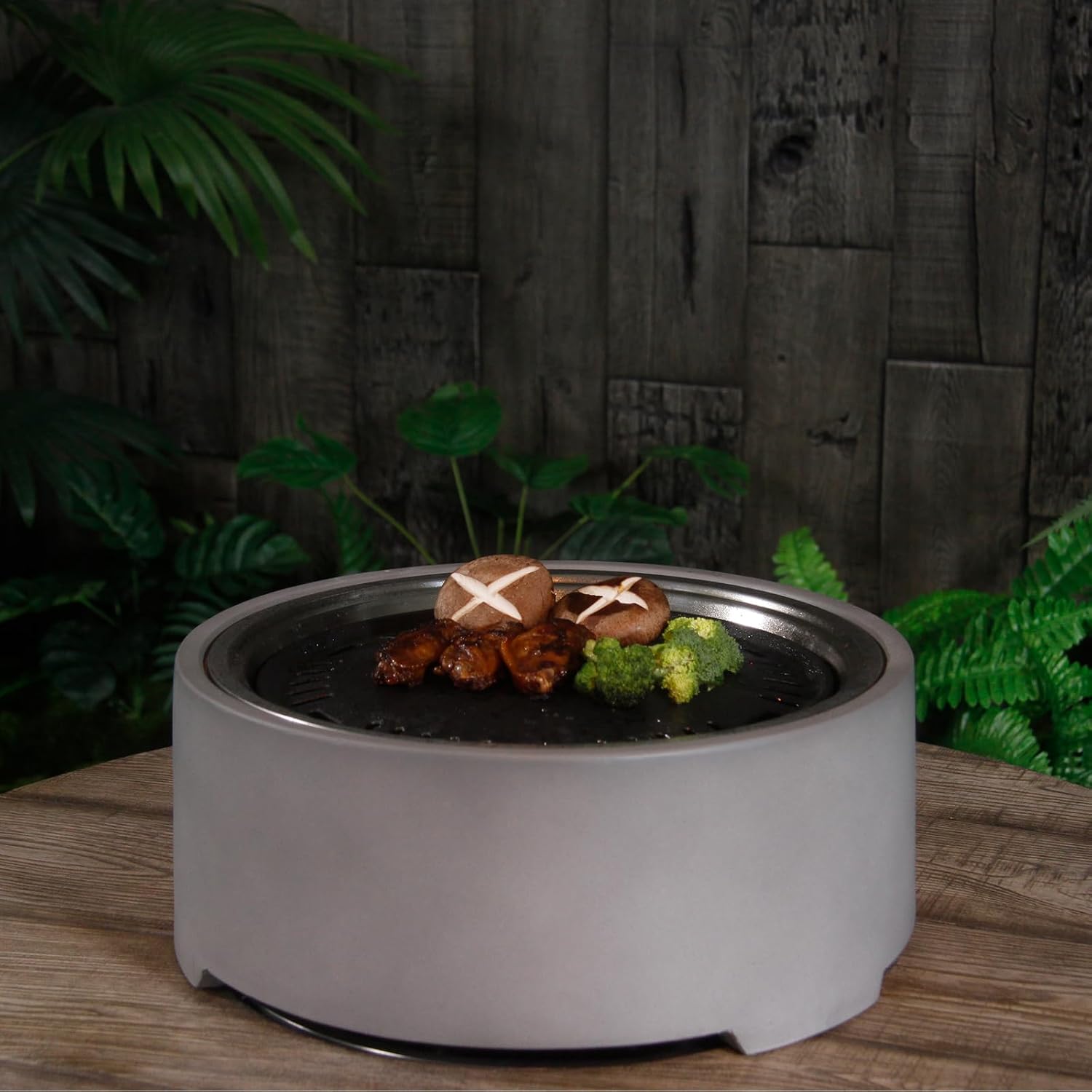 Afterglow 15 Inches Charcoal Grill Barbecue Smoker Stove Tabletop BBQ Outdoor Party for Patio Garden Backyard Decking Camping, Gray