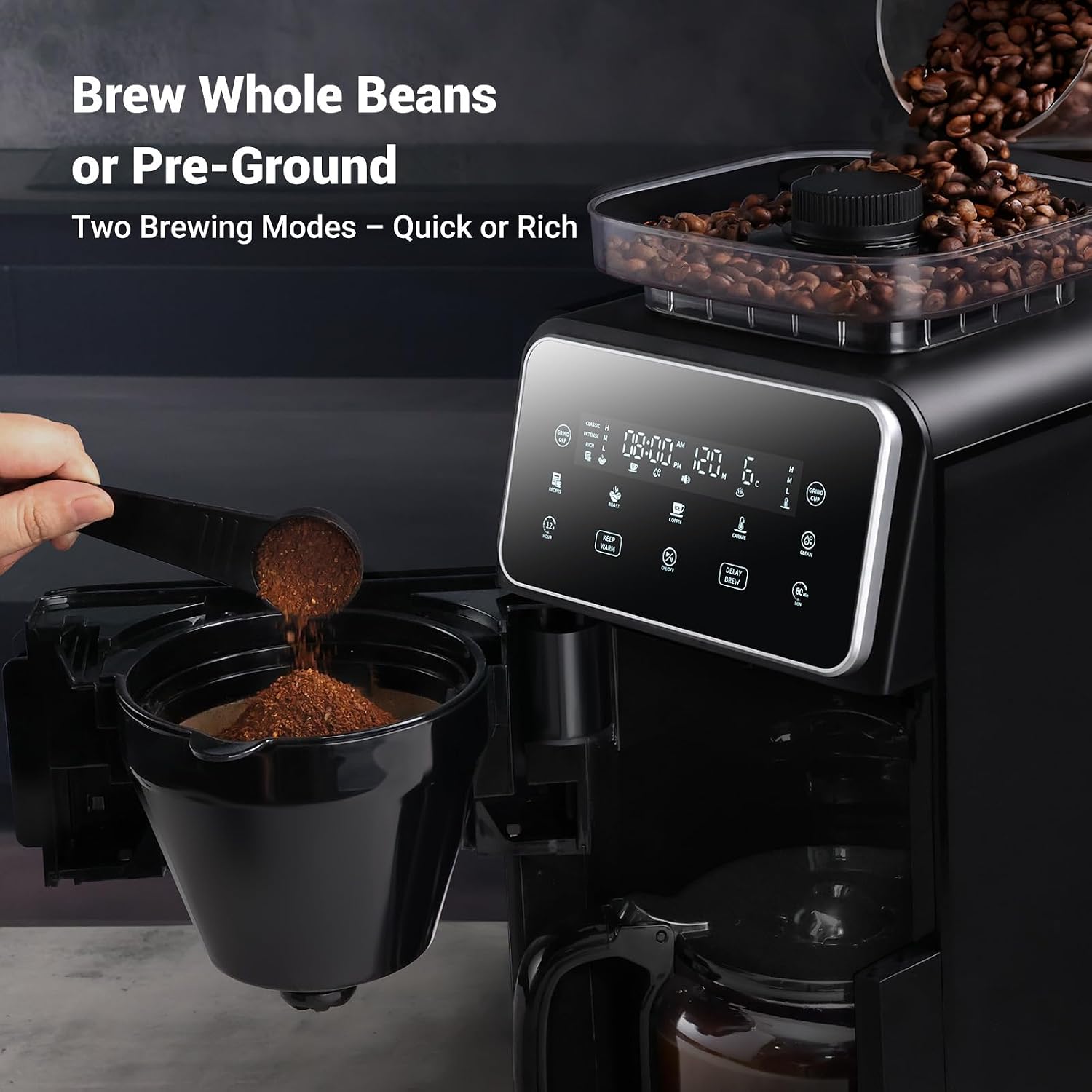 Gevi 10 Cup Drip Coffee Maker with Grinder