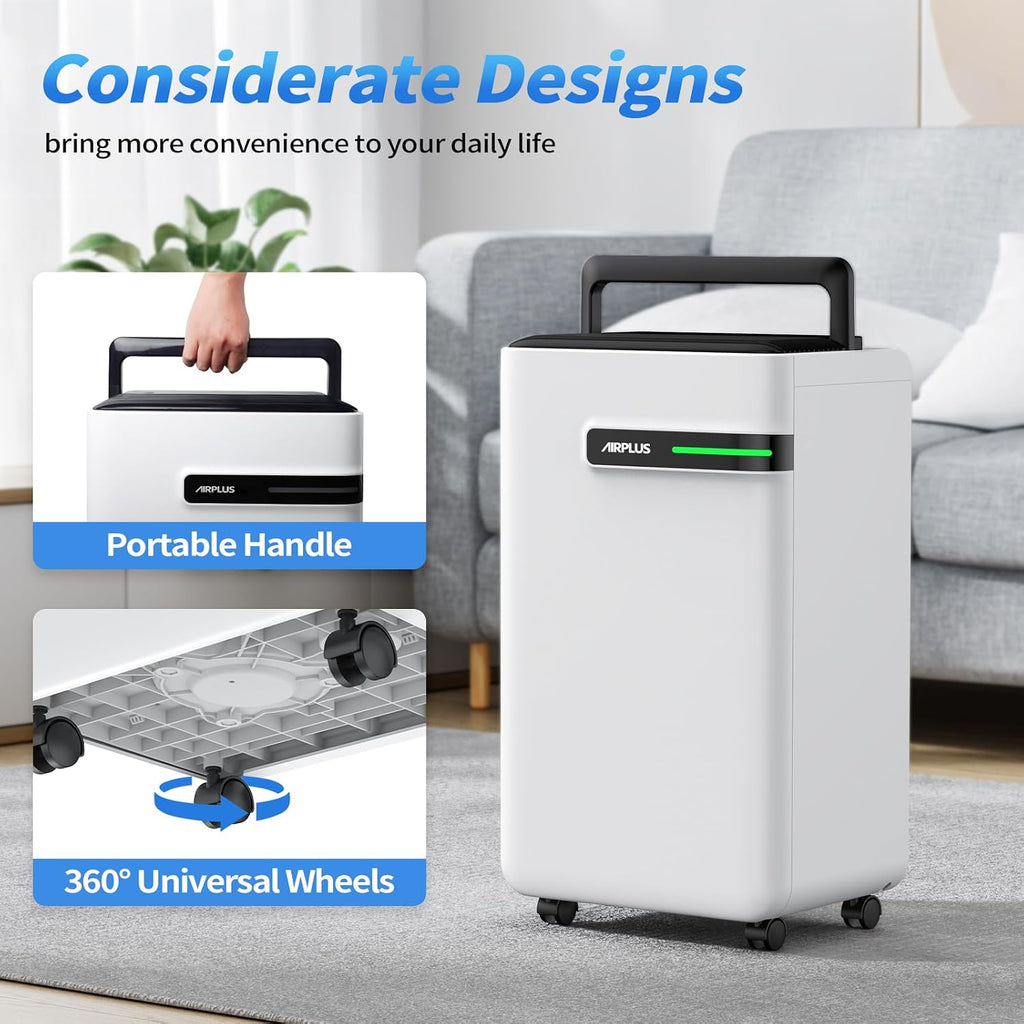 AIRPLUS Dehumidifier for Basement - 4,500 Sq. Ft. 70 Pints, Multifunctional Dehumidifier with Drain Hose & Auto Shut-Off Function, Powerful Dehumidifiers for Home(AP2103)