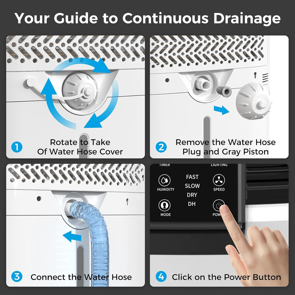 4,000 Sq.ft Dehumidifier for Basement, 45 Pint Dehumidifiers for Home with Drain Hose, Smart Humidity Control, Auto Defrost, Auto Restart, 24H Timer, for Bedroom, Bathroom, RV, Garage