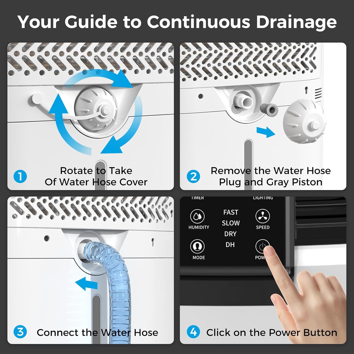 4,000 Sq.ft Dehumidifier for Basement, 45 Pint Dehumidifiers for Home with Drain Hose, Smart Humidity Control, Auto Defrost, Auto Restart, 24H Timer, for Bedroom, Bathroom, RV, Garage