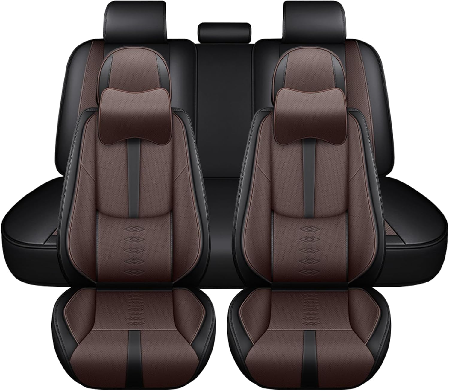 Leather Seat Covers for Mazda CX-50 Hybrid 2025,Car Seat Covers Full Set,Waterproof Car Seat Protectors with Airbag,Comfort Interior Cover Seats for Cars(Black+Brown,Pillows)