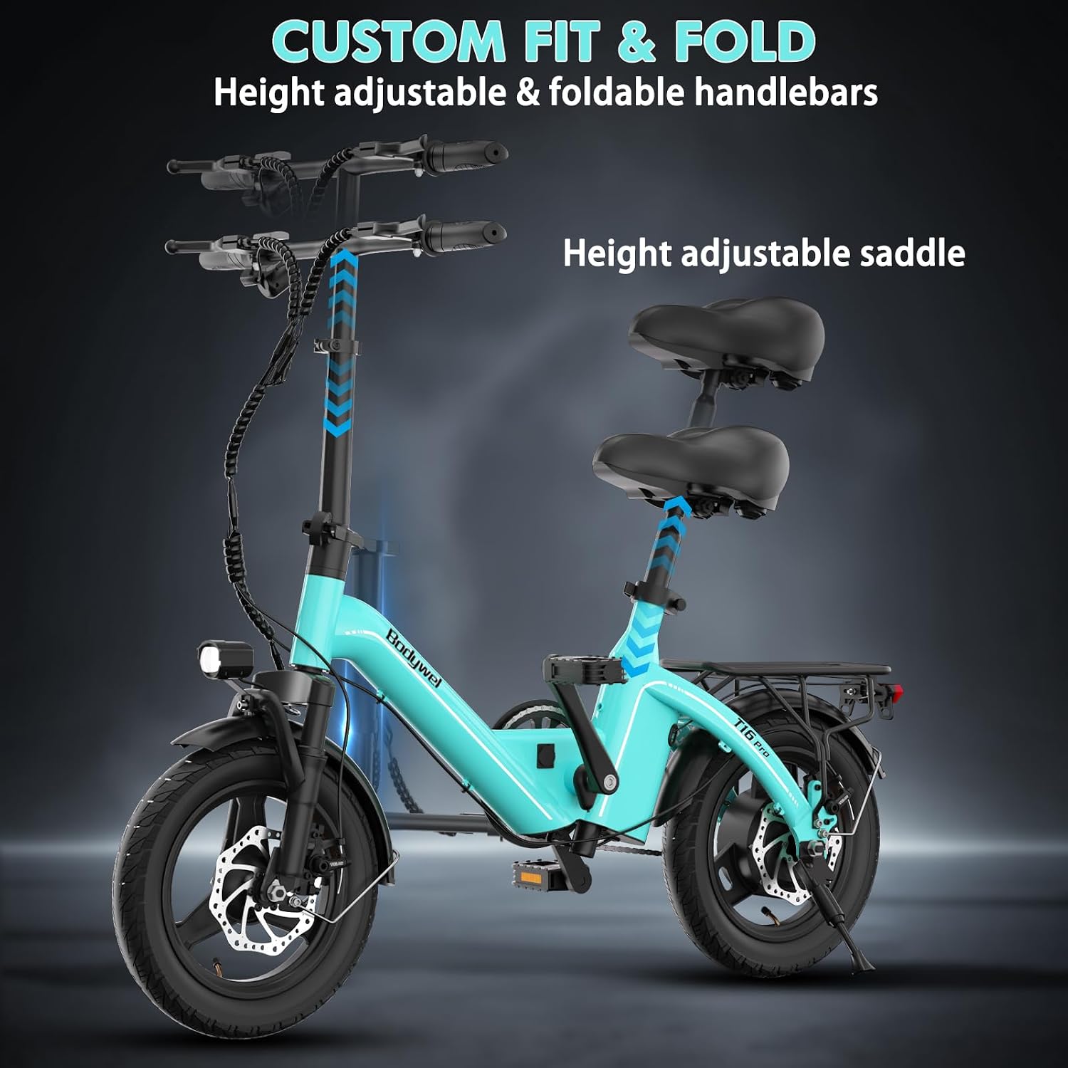 Bodywel Electric Bike for Adults 750W Peak Motor, 20 mph Folding Ebike, 14' Adult Electric Bicycles with Smart 15° Uphill, 36V Battery, E Bikes for Adults and Teens