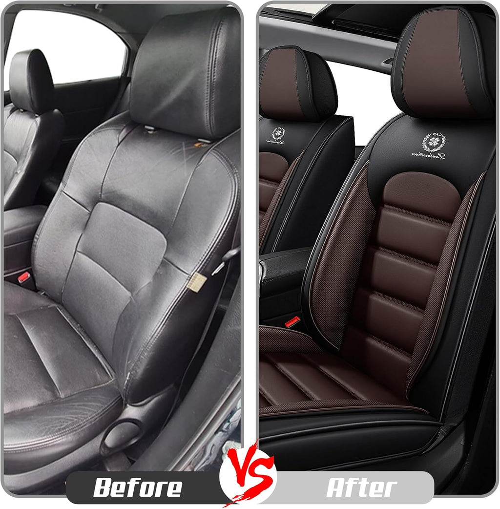 Car Seat Covers for Chevrolet Chevy Avalanche 2007-2013, Leather Auto Seat Cover Luxury Cushions Waterproof Seat Protectors (Black&Coffee,Front Set)