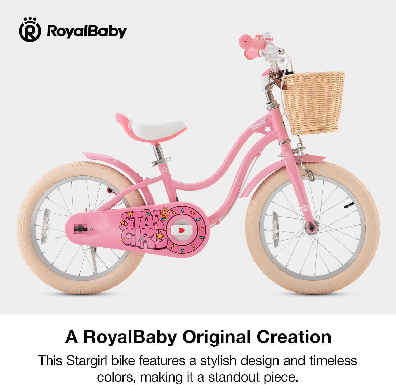 RoyalBaby Girls Bike, Stargirl EZ Kids Bike Balance and Pedal Bicycle with Basket and Dual Handbrake, 12 14 16 18 Inch Toddlers to Big Kids 3-8 Years, Multiple Colors