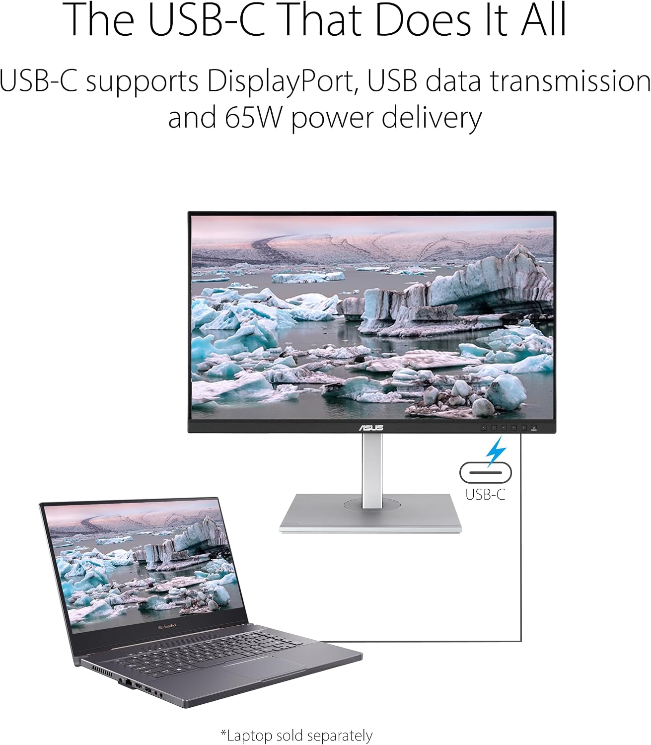 ASUS ProArt Display 27' Monitor PA278CV - WQHD (2560 x 1440), IPS, 100% sRGB, 100% Rec. 709, ΔE < 2, Calman Verified, USB Hub, USB-C, DisplayPort Daisy-Chaining, HDMI, Eye Care, Height Adjustable