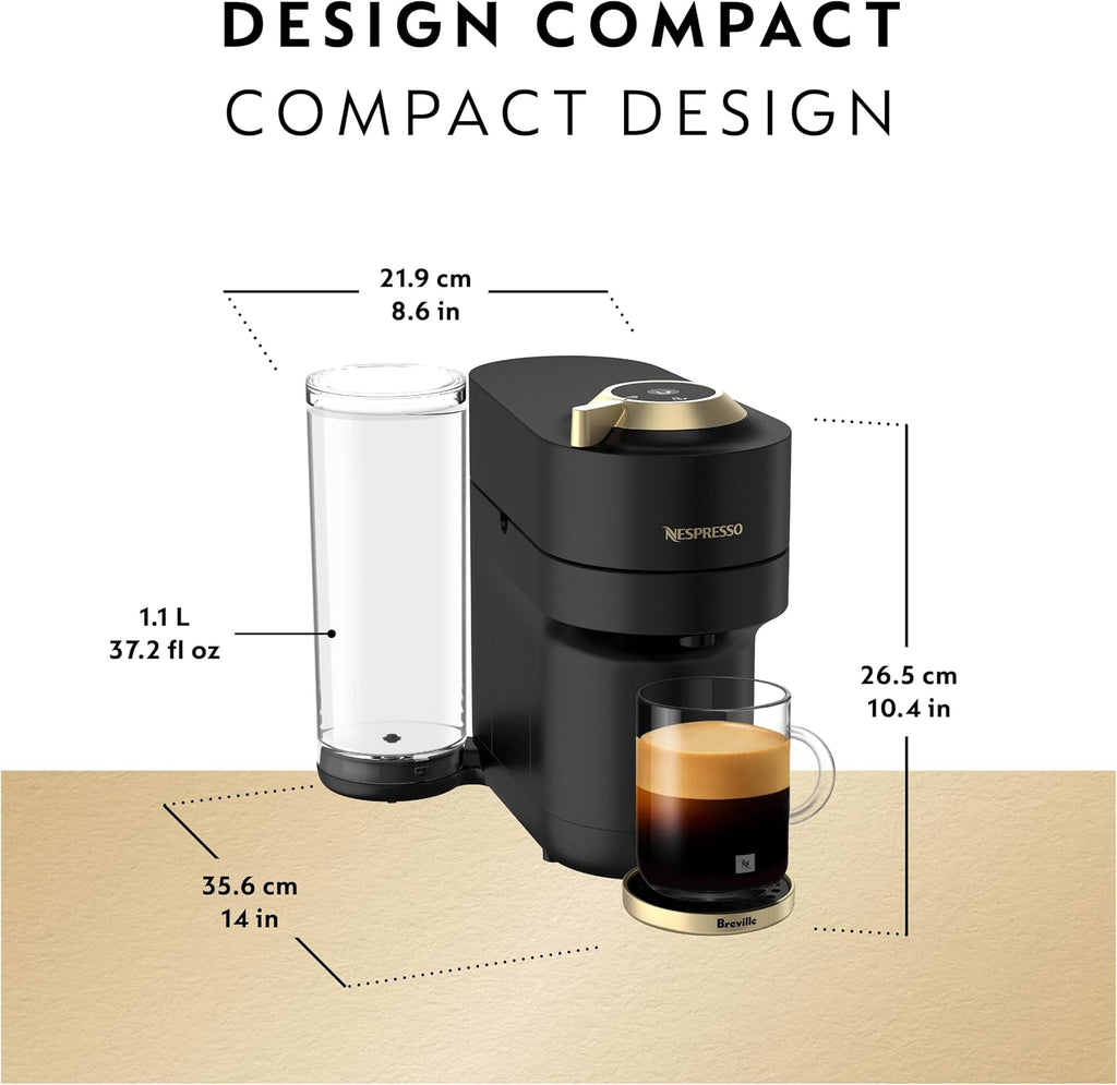 Nespresso Vertuo Pop+ Coffee and Espresso Maker by Breville, Matte Black Gold
