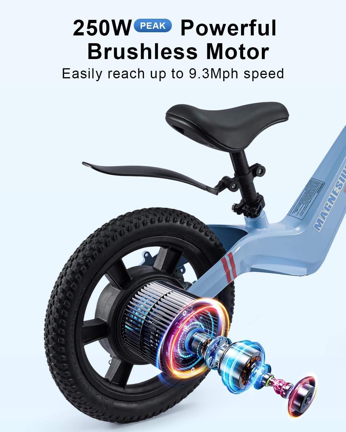 GROWNEER Electric Balance Bike for Kids, 12/14 Inch Tires, Ages 3-6, Lightweight Magnesium Alloy Frame, 3 Speed Settings(3.1/6.2/9.3 MPH), Light-up Front Tire & Adjustable Seat, Toddler Electric Bike