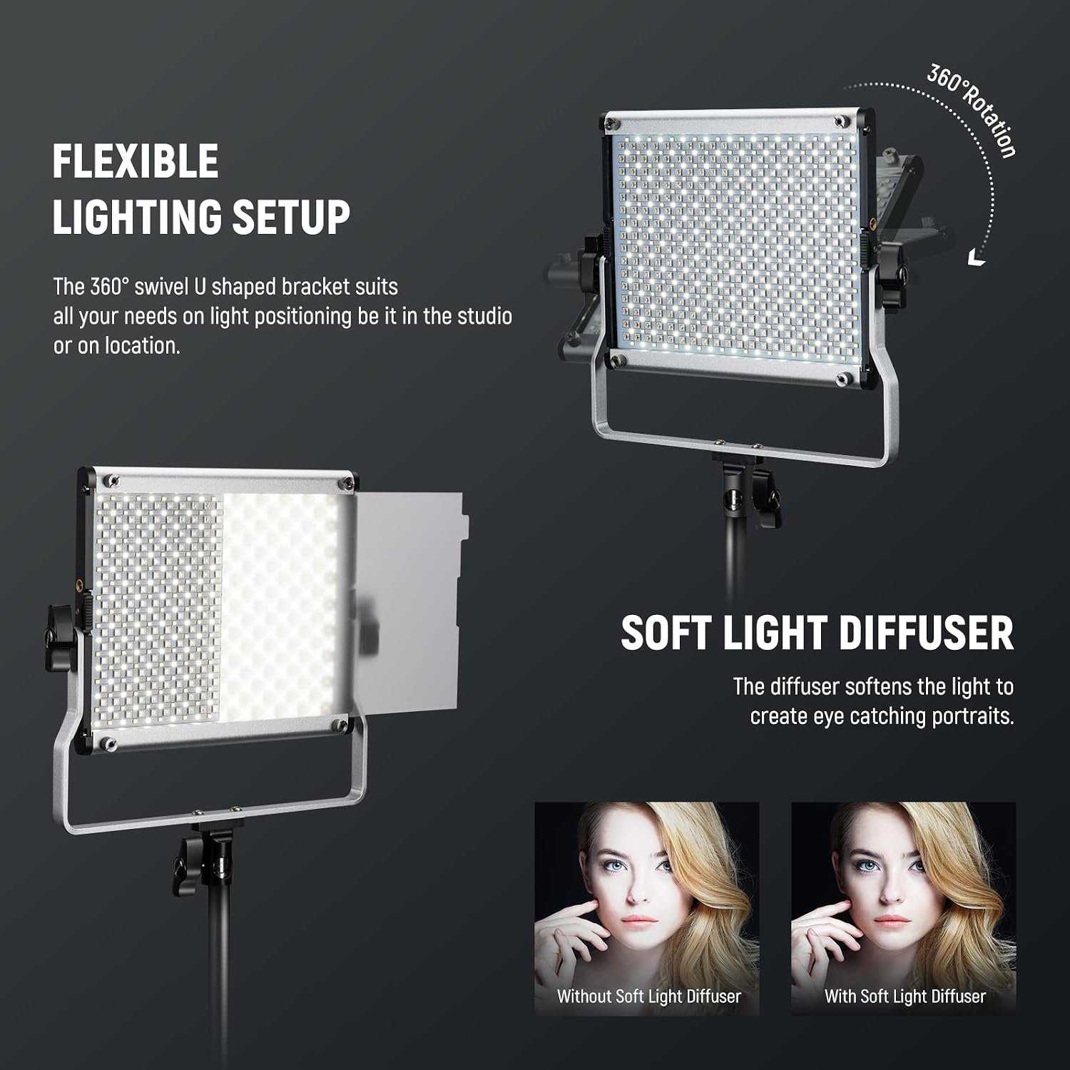 NEEWER Upgraded 660 PRO II RGB LED Video Light with App Control & Tripod Stand Kit, 2 Pack 50W/1% Min Dimming/CRI97+/3200-5600K for Game Streaming YouTube Studio, Bluetooth