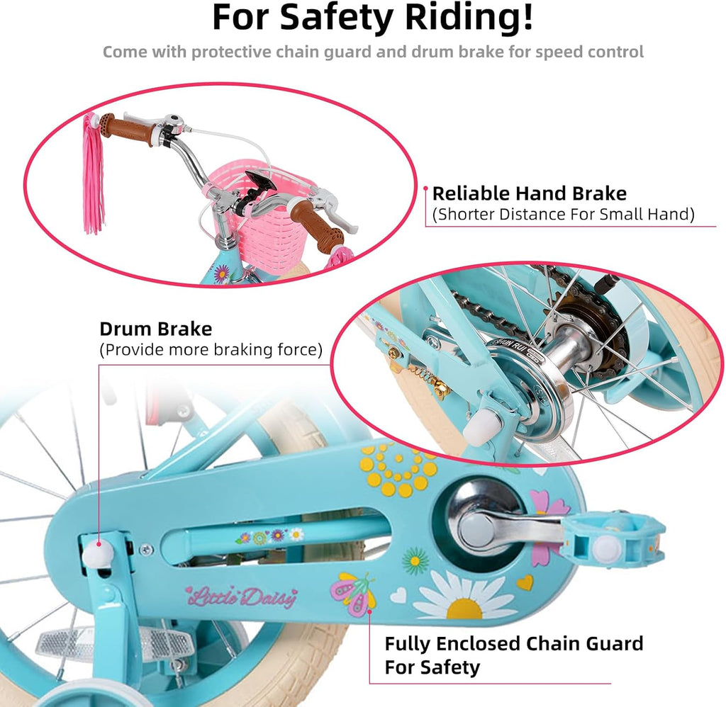 JOYSTAR Little Daisy Kids Bike for Girls Boys Ages 2-7 Years, 12 14 16 Inch Girls Bikes with Doll Bike Seat & Streamers, Boys Bike with Flag & Number Plate, Multiple Colors