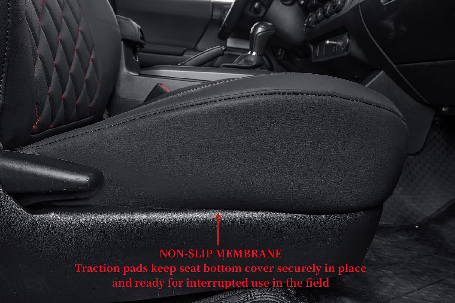 coverdream Tacoma Seat Covers Custom Fit for 2005-2011 Toyota Tacoma Double Cab/Crew Cab(TRD Sport Seats),Fully Covered Faux Leather Seat Protector-Full Set(Black & Diamond)