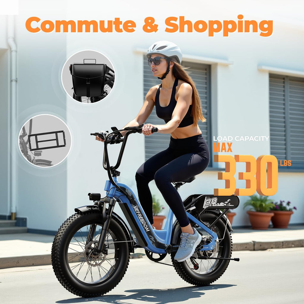 EUY Electric Bike for Adults with Peak 1500W Motor, 48V 20Ah Removable Battery Fast Ebike,Max 70Miles,20' x4.0 Fat Tire Commuting Electric Mountain Bike,7-Speed, Step-Thru Bicycle