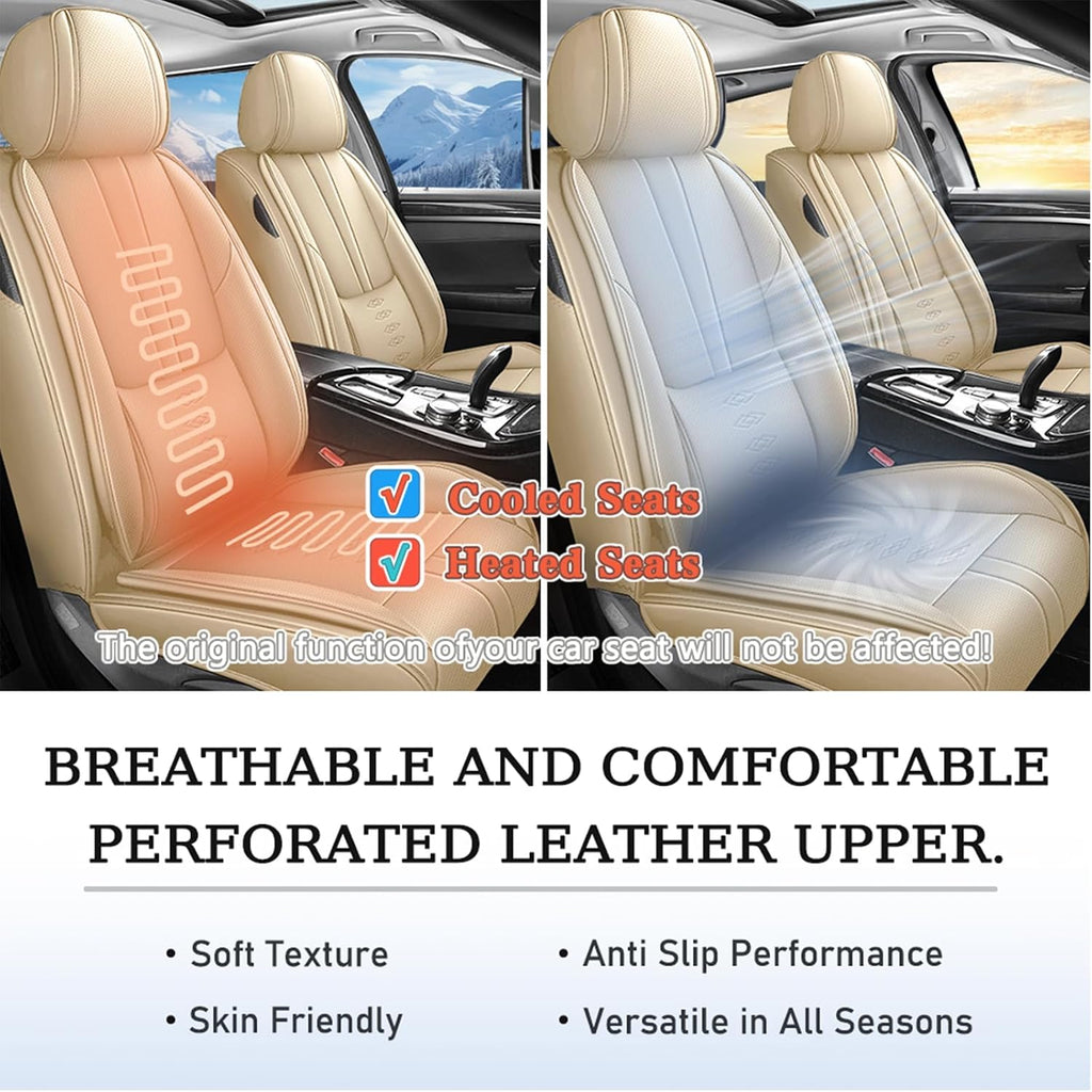 Leather Seat Covers for Toyota Land Cruiser 2000-2024,Premium Car Seat Covers Front Set,Waterproof Car Seat Protectors with Airbag,Comfort Interior Cover Seats for Cars(Beige)