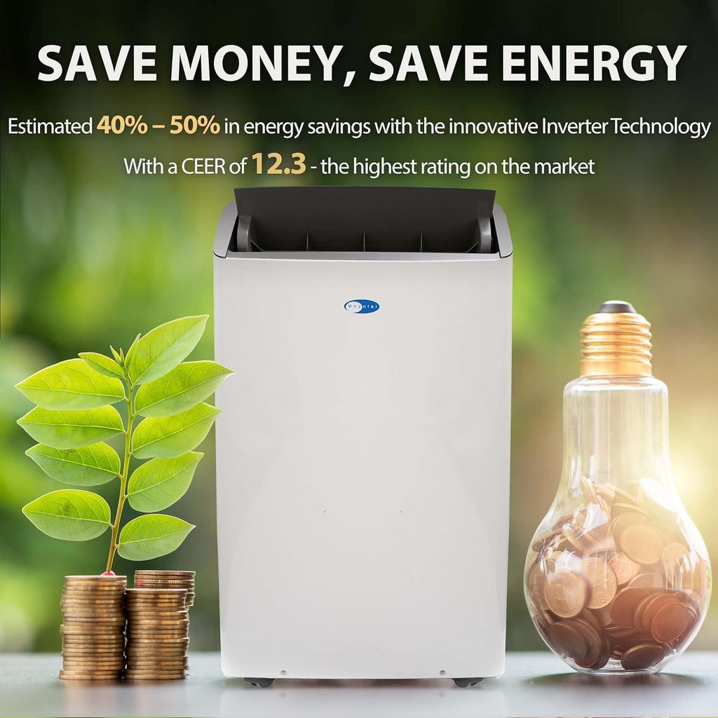 Whynter ARC-1230WN 14,000 BTU (12,000 BTU SACC) NEX Inverter Dual Hose Cooling Portable Air Conditioner, Dehumidifier, and Fan with Smart Wi-Fi, Up to 600 sq ft in White