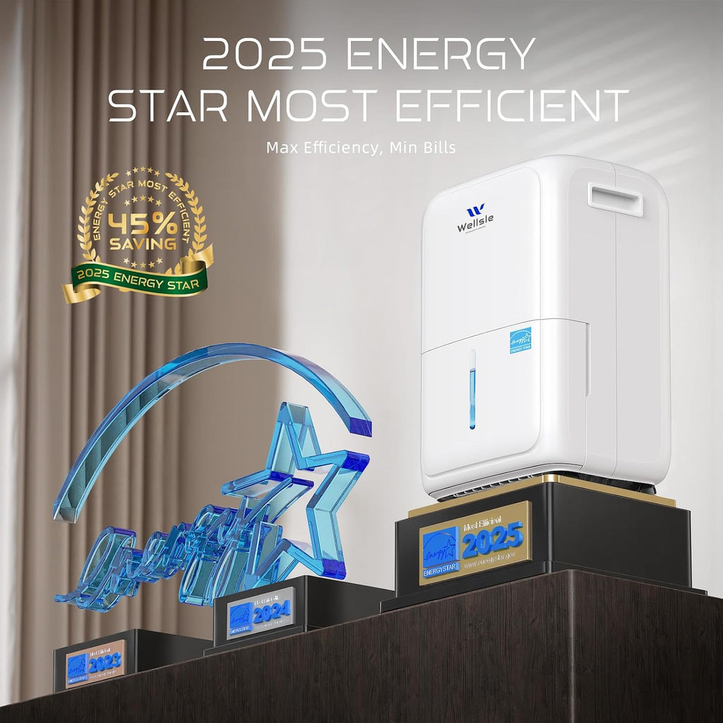 Energy Star Certified 52 Pint Dehumidifier for Home and Basement, Portable Dehumidifier with Drain Hose and 1.59 Gal Water Tank, Quiet Dehumidifiers for Bedroom, Living Room, Garage.
