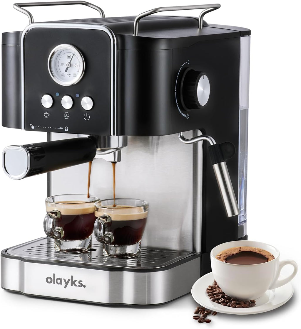 Espresso Machine 20 Bar, Professtional Espresso Coffee Maker with Milk Frother Steam Wand for Latte, Cappuccino, Espresso Maker with 1.8L Removable Water Tank, Gift for Dad or Mom