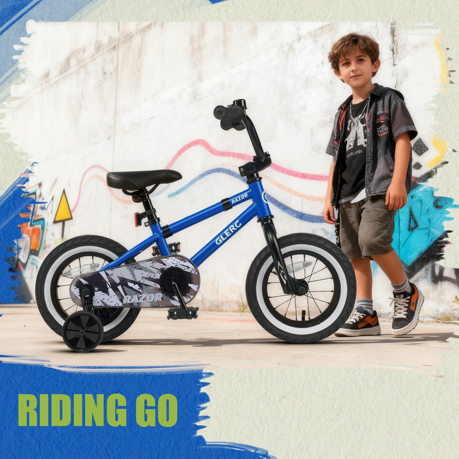 Glerc Kids Bike for Ages 1-8 Years Old, 12-16 Inch BMX Style Kids Bicycle with Training Wheels, Boys Bike for Children and Toddler, Multiple Colors