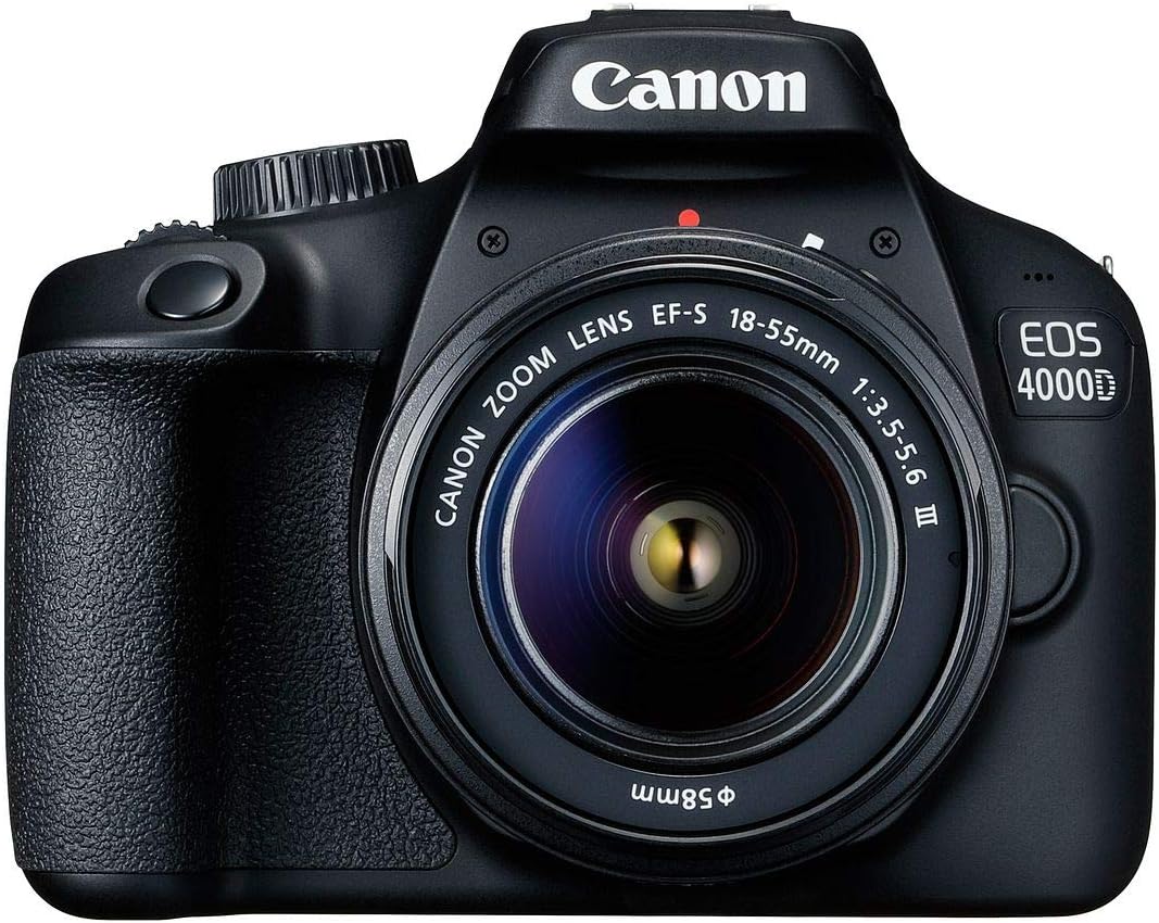 Canon EOS 4000D / Rebel T100 DSLR Camera 18-55mm Zoom Lens + ZeeTech Accessory Bundle with SanDisk 32GB Memory Card, Cleaning Starter Kit, High Speed Memory Card Reader (Renewed)