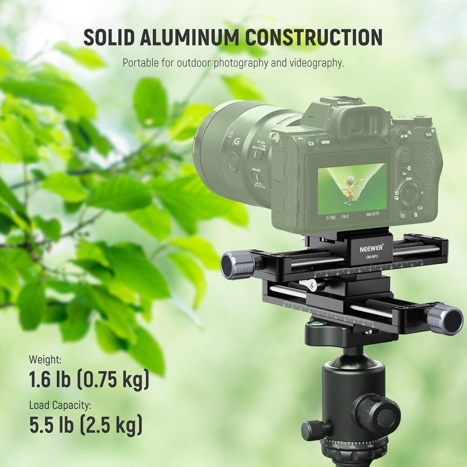 NEEWER Macro Rail Slider, 4 Axis 360° Rotating Aluminum Alloy Focusing Rail with Arca Type Quick Release Plate 1/4' Screw for Camera Camcorder Tripod Heads Macro Photography Closeups Filming, GM-MP3