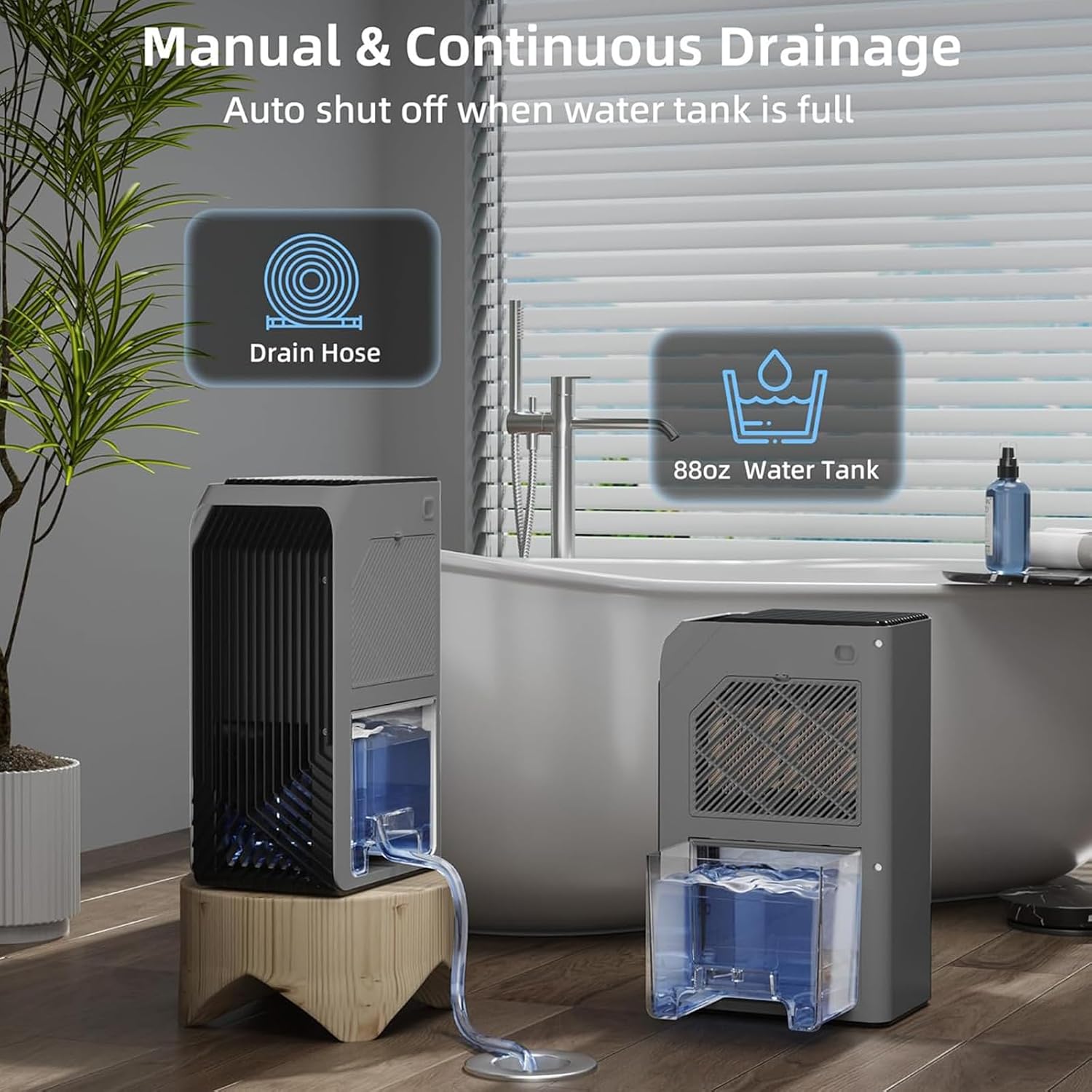 Dehumidifiers for Home, 88 OZ Water Tank, Dehumidifier for Bedroom Bathroom with Auto Shut Off, 7 Colors LED Light,B