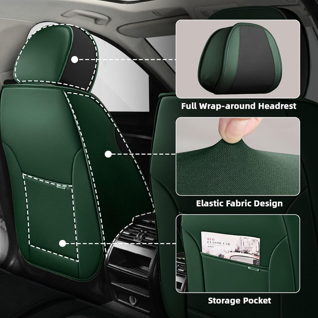 Car Seat Cover Fit for Honda Pilot 2003-2025,Compatible Airbag Non-Slip Waterproof Seat Cover,Car Seat Protector Premium Interior (Standard 2 Seats,Black Green)