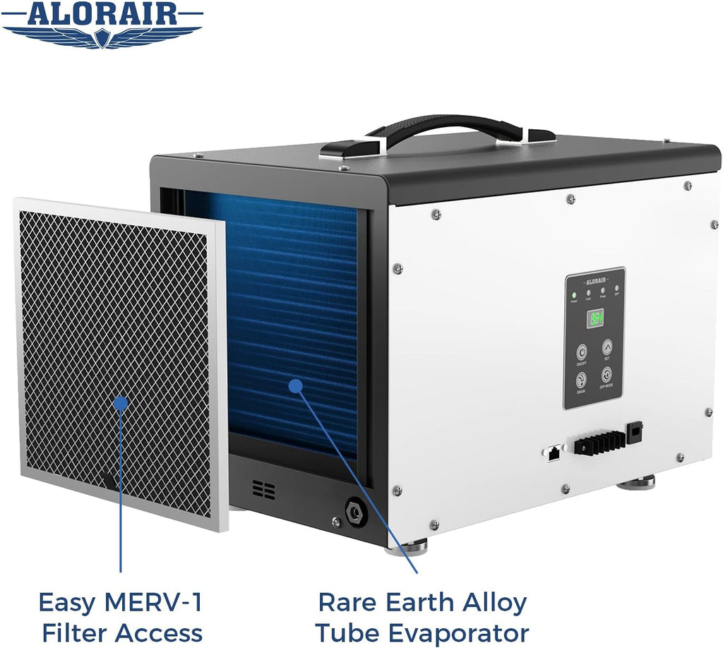 ALORAIR 120 PPD Crawl Space Dehumidifier with Pump, Commercial Basement Dehumidifier with Drain Hose, Compact Portable Auto Defrost Dehumidifier for Crawlspace and Under-House Use