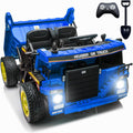 NEWQIDA 24V Ride on Dump Truck, Kids Electric Car with Remote Control, Ride on Construction Vehicles w/Electric Dump Bed, Shovel, 2x75W Powerful Motors, Up to 4.4Mph, EVA Tires, Soft Start, Blue