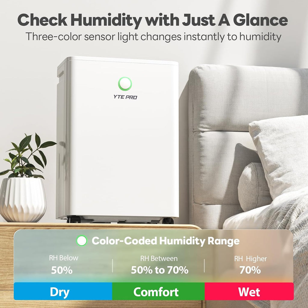 30Pint Dehumidifier for 1500Sq.Ft, Compressor Dehumidifiers for Home,Quiet Dehumidifier for Basement, Bedroom, Bathroom, with 6.56FT Drain Hose, 2L Water Tank