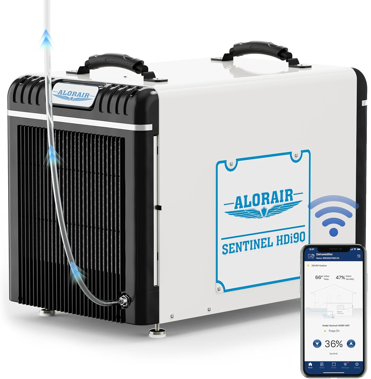 ALORAIR Wi-Fi Crawl Space Dehumidifier, 198 PPD Basement Dehumidifiers with Condensate Pump, Auto-Defrost, Rare Earth Alloy Tube Evaporator