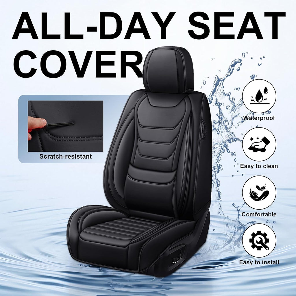 DHAEY Car Seat Covers for Buick Encore GX 2020-2026, Family Seat Covers, Nappa Leather, Wear-Resistant, Anti-Slip, Waterproof, 5PCS Full Set, Black