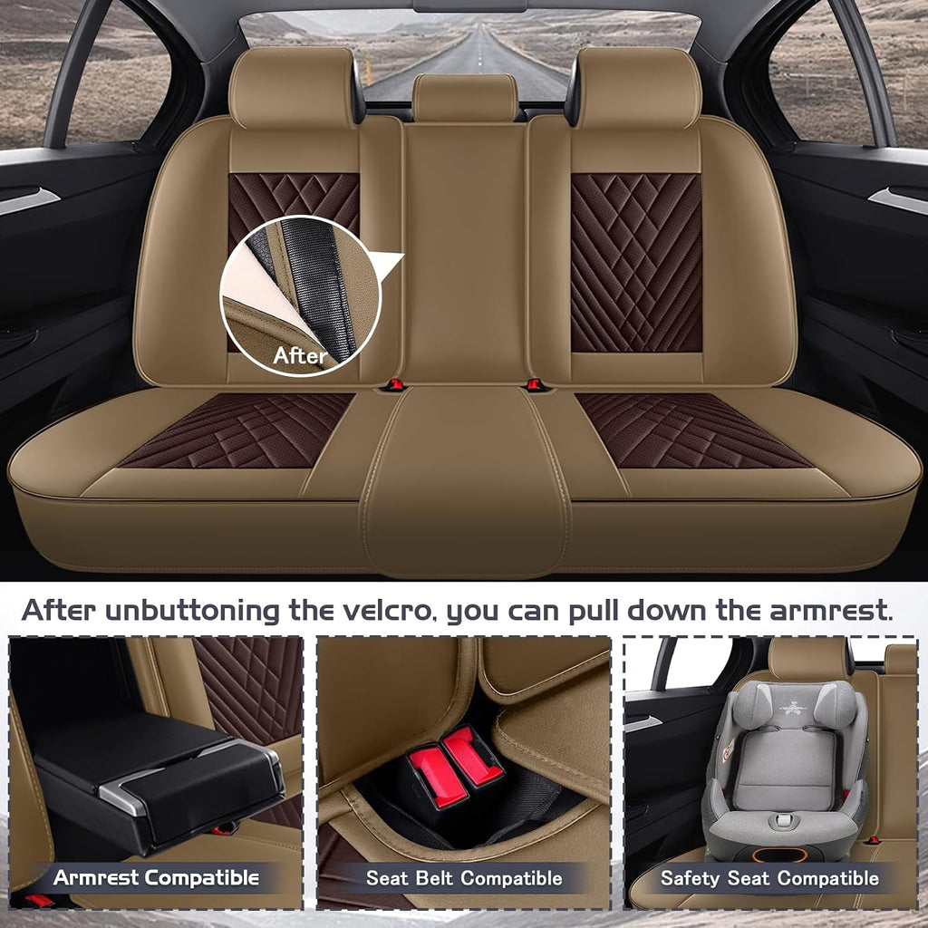 Car Seat Covers for Nissan Frontier 2000-2026, Waterproof Nappa Leather Full Set Seat Cover with Headrests, Anti-Slip and Comfortable Automotive Seat Protector&Accessories(Brown Coffee)