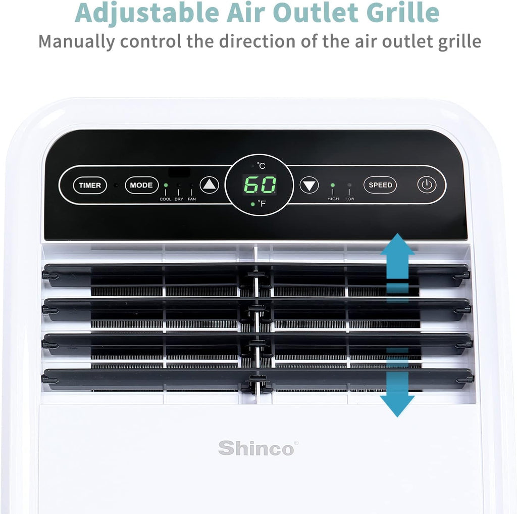 Shinco 8,000 BTU Portable Air Conditioner, AC Unit with Built-in Cool, Dehumidifier & Fan Modes for Room up to 350 sq.ft, Conditioner Remote Control, 24 Hour Timer, Installation Kit