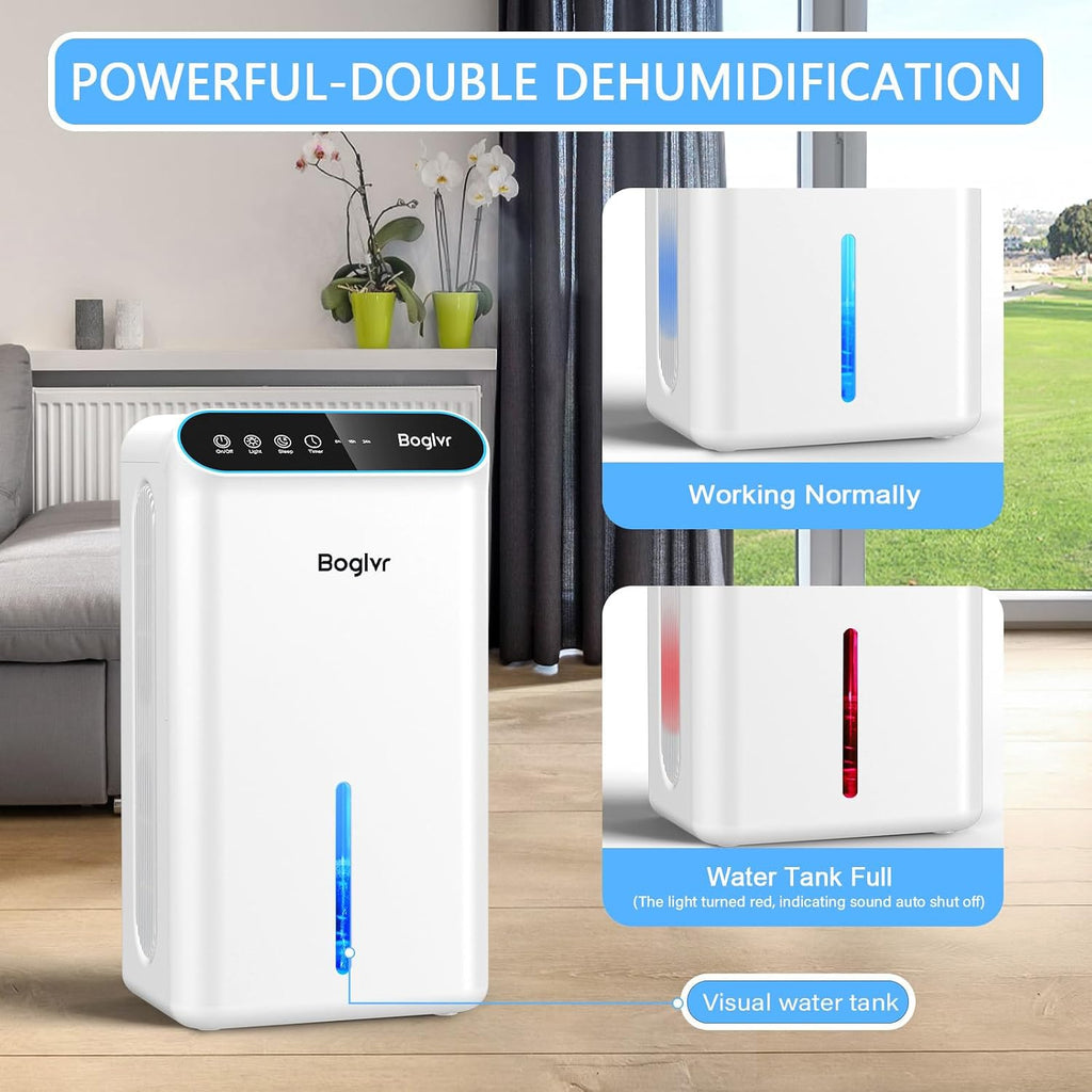 Dehumidifiers, Dehumidifier for Home (85 OZ, 800 sq.ft) Quiet Small Dehumidifier for Bedroom Bathroom Basement with Drain Hose, 3 Gear Timer, Sleep Mode, Auto Shut Off, 7 Color Ambient Light