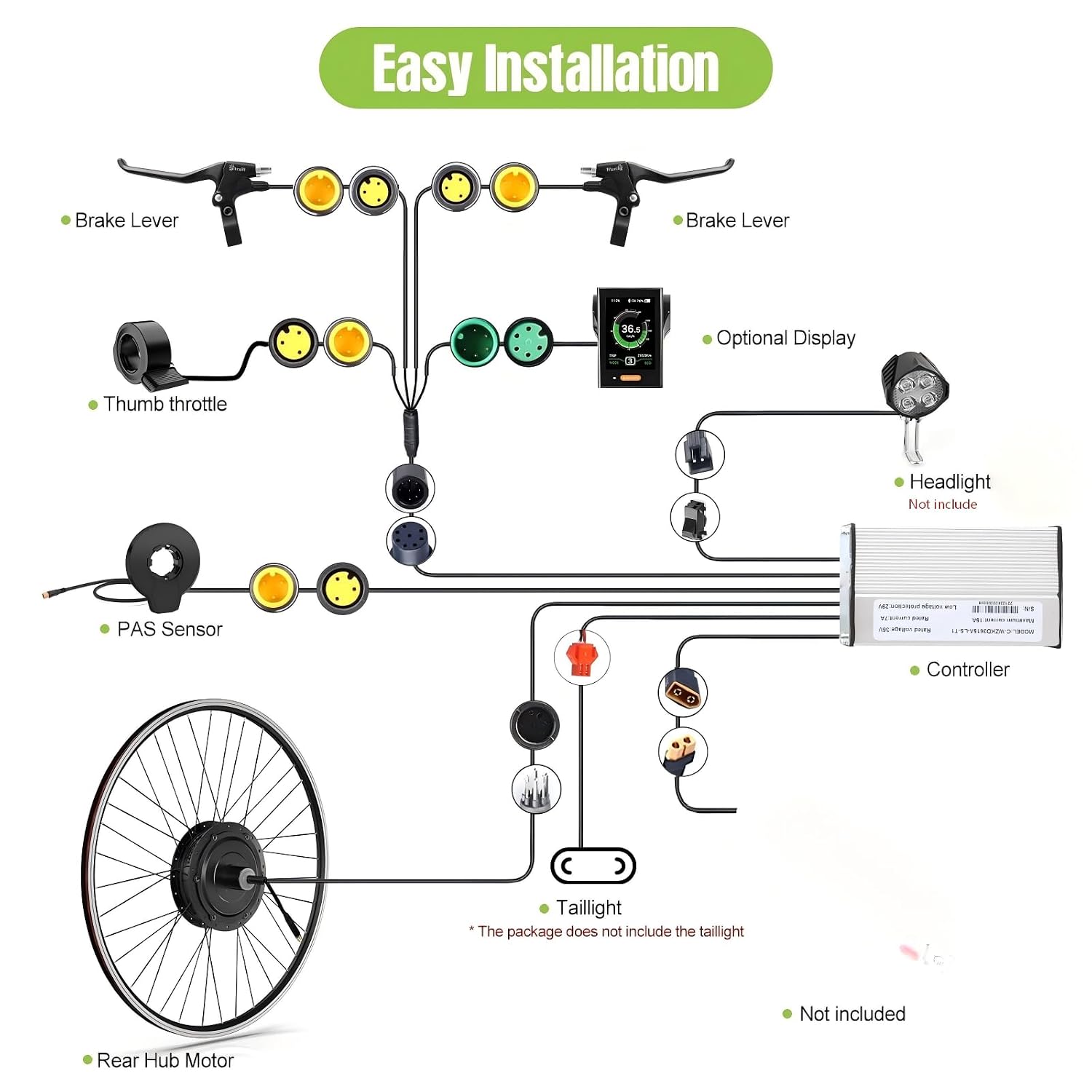BAFANG Rear Hub Motor Kit 48V 500W 750W Electric Bicycle Conversion Kit for Bikes 20'/26'/27.5'/700C Wheel with Optional Display and EBike Battery