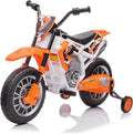 12V Ride On Motorcycle for Kids, Ride on VAR for Big Kids, Battery Powered Electric Dirt Bike Birthday Presents for Boys Girls Toddlers with Training Wheels 2 Speeds Music Player, Orange