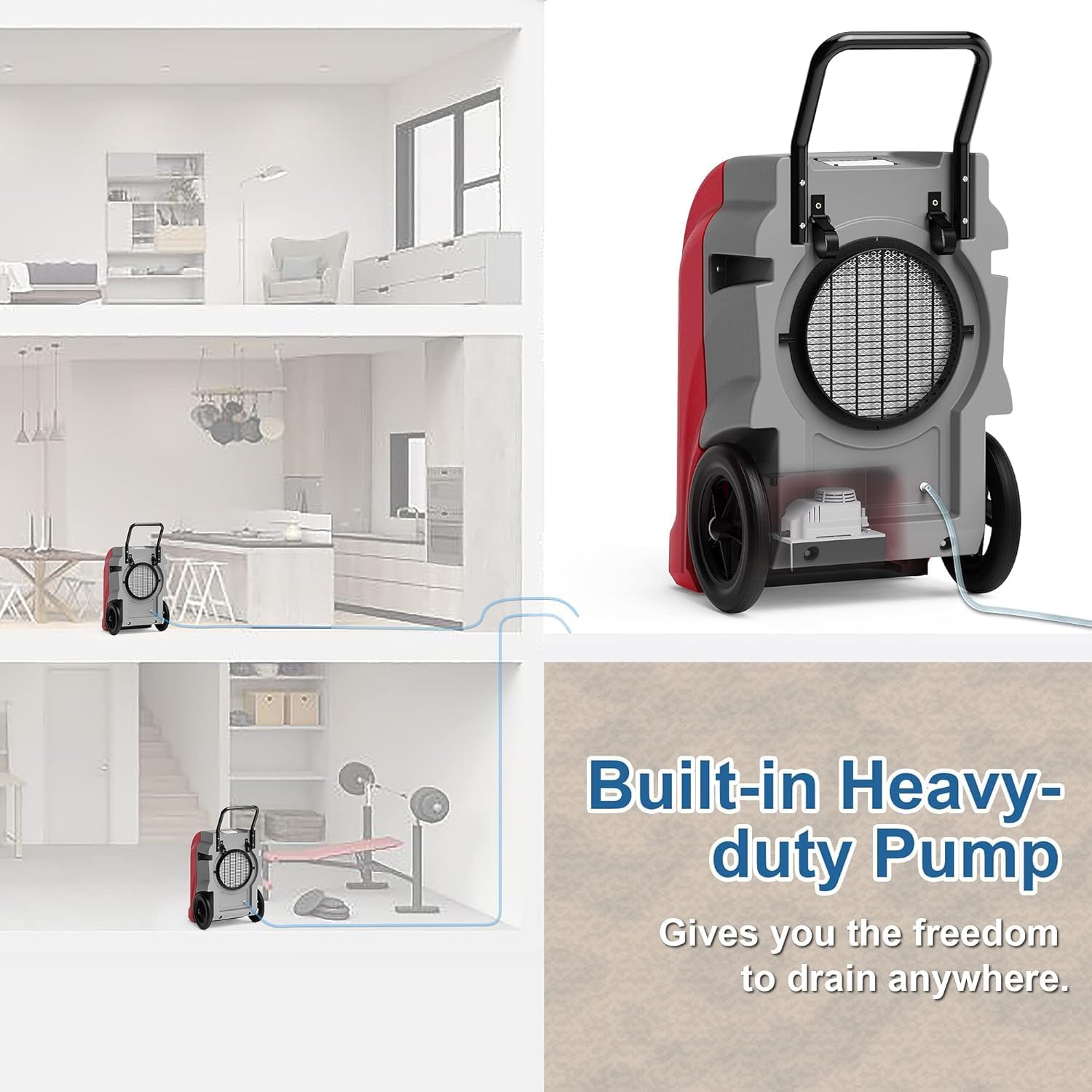 ALORAIR 270 Pints Commercial Dehumidifier with Pump, Whole House Dehumidifiers for Large Room, Industrial Large Dehu with Drain Hose for Basement, Water Damage Restore, Limited 5 Years Warranty