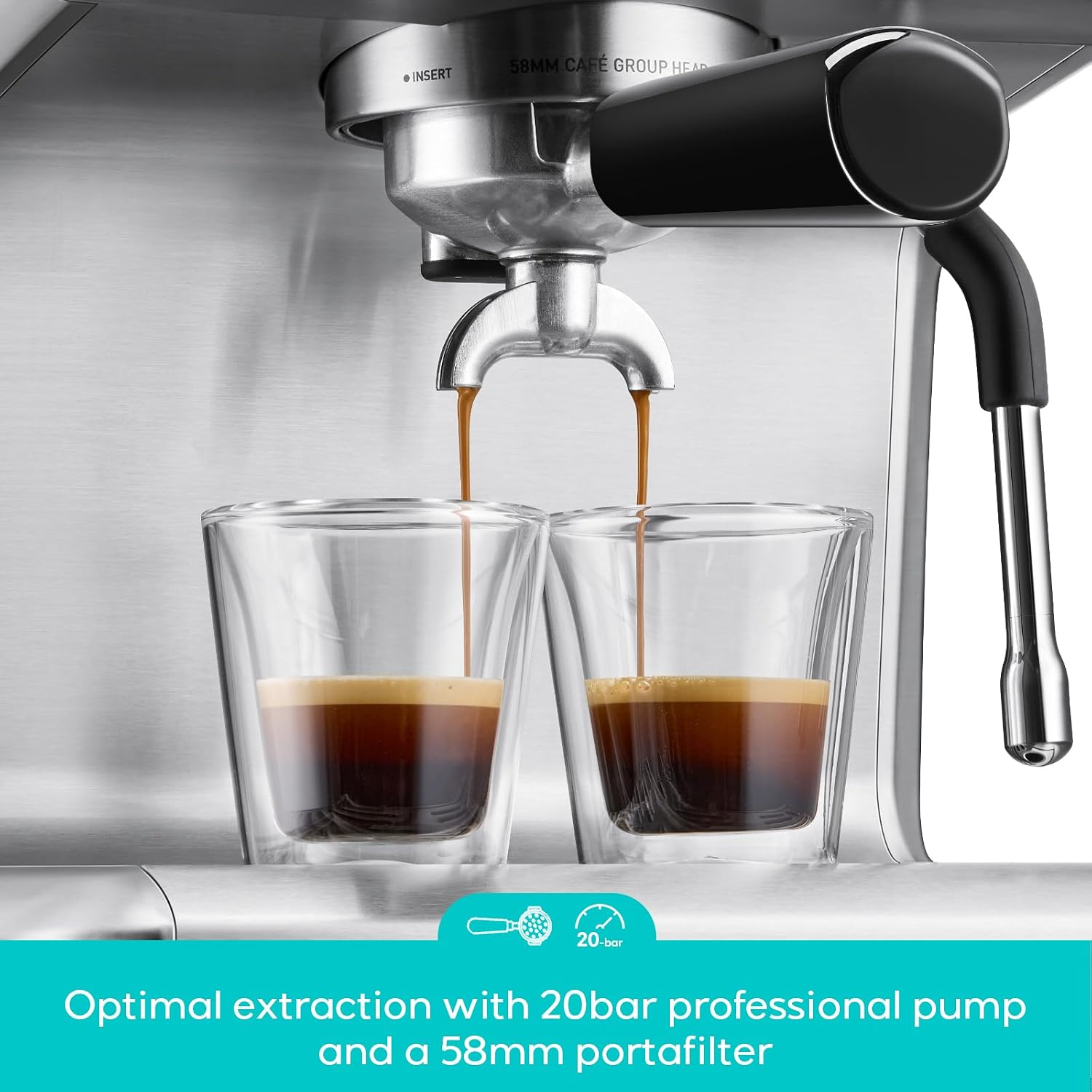 CASABREWS Ultra Espresso Machine with LCD Display, Espresso Maker with Powerful Milk Frother, Customizable Brewing Temperature, Provides Barista-Level Lattes and Cappuccinos, Gift for Men & Women